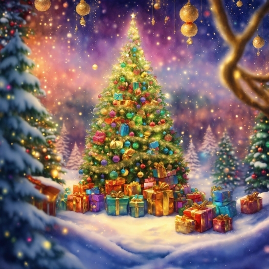 Christmas Tree, Plant, Snow, Christmas Ornament, Light, Tree