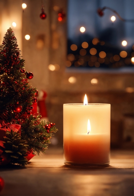 Christmas Tree, Plant, Wax, Candle, White, Light