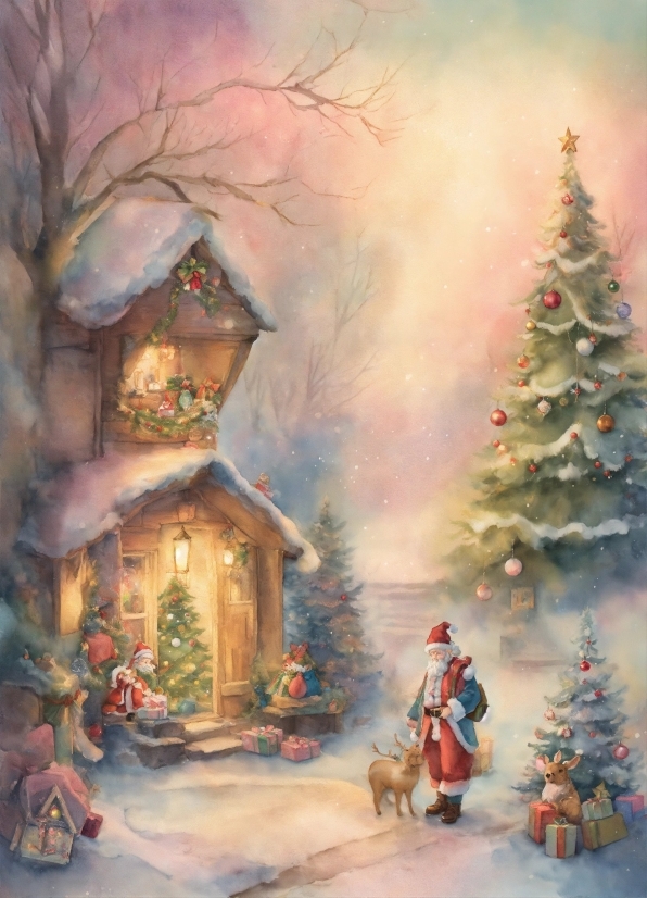 Christmas Tree, Plant, Window, Paint, Christmas Decoration, Tree