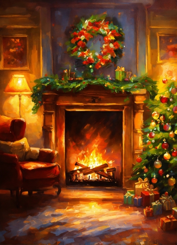 Christmas Tree, Property, Building, Wood, Hearth, Lighting