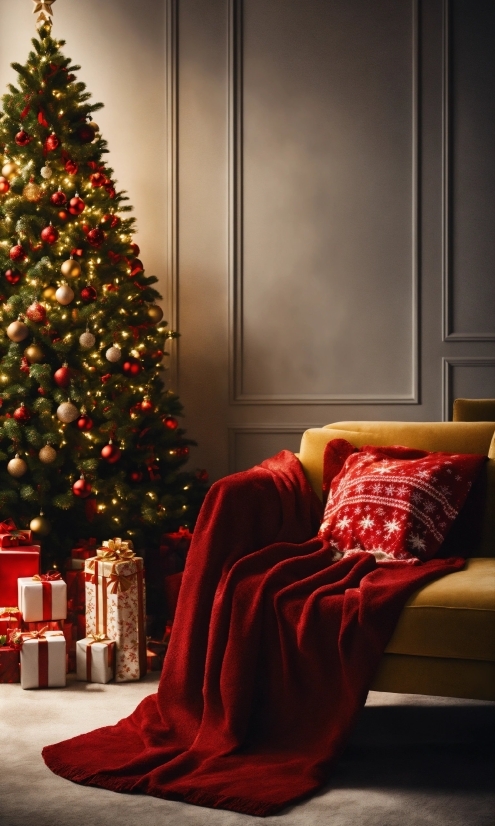 Christmas Tree, Property, Christmas Ornament, Black, Plant, Interior Design