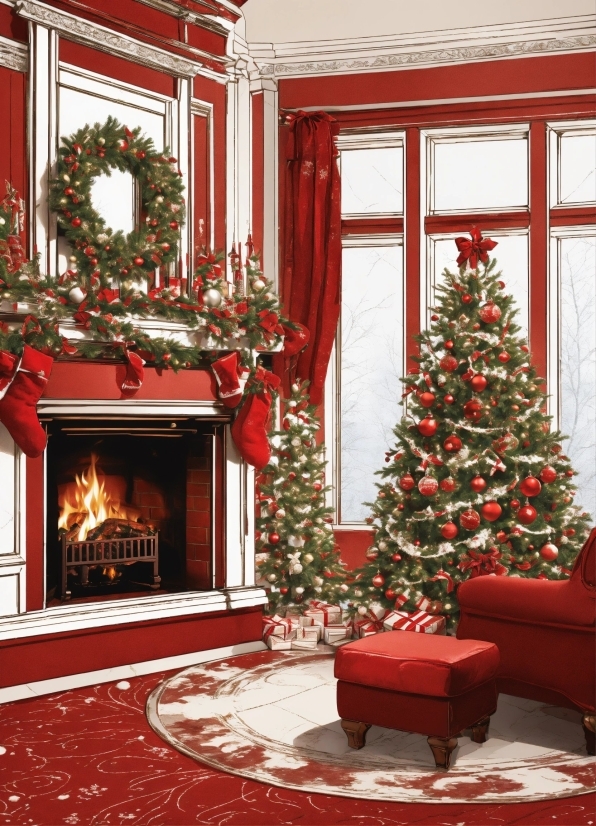Christmas Tree, Property, Christmas Ornament, Decoration, Interior Design, Ornament