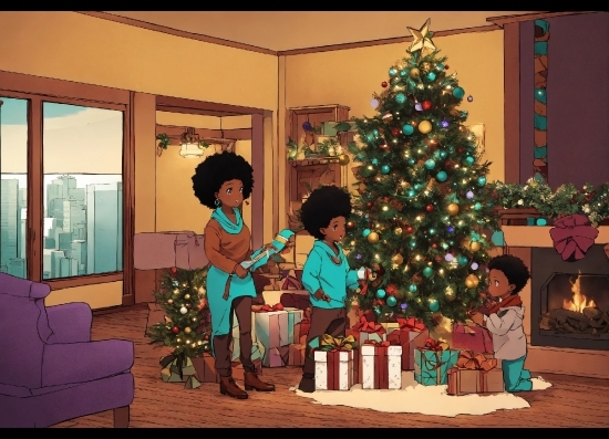 Christmas Tree, Property, Christmas Ornament, Decoration, Window, Interior Design