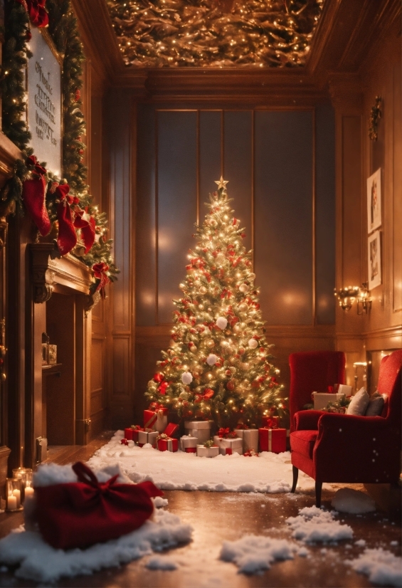 Christmas Tree, Property, Christmas Ornament, Furniture, White, Light