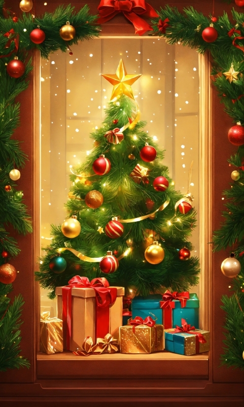 Christmas Tree, Property, Christmas Ornament, Green, Light, Nature