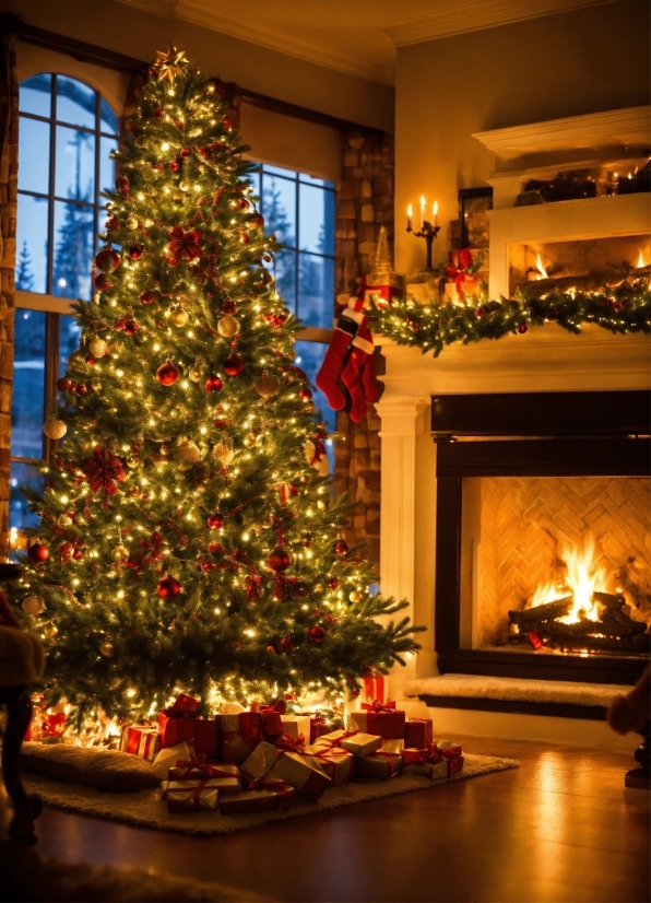 Christmas Tree, Property, Christmas Ornament, Holiday Ornament, Window, Plant