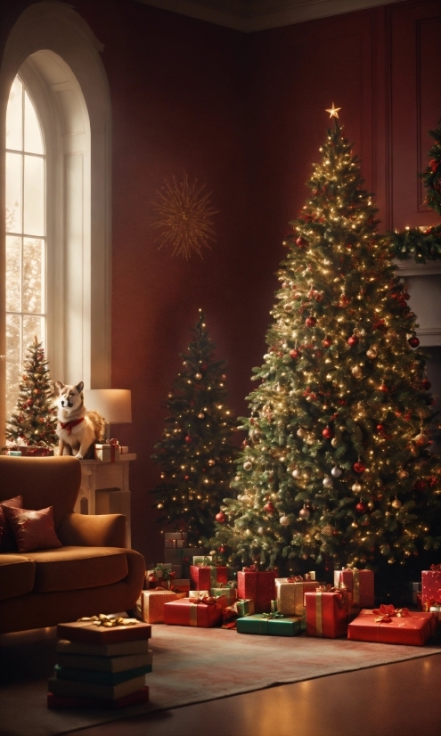 Christmas Tree, Property, Christmas Ornament, Light, Branch, Interior Design