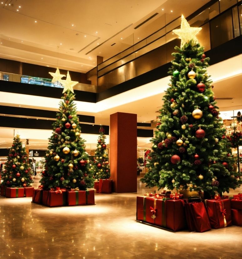Christmas Tree, Property, Christmas Ornament, Light, Branch, Interior Design