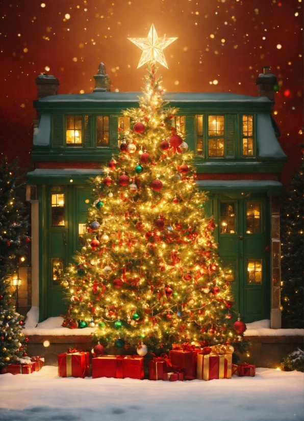 Christmas Tree, Property, Christmas Ornament, Light, Plant, Building