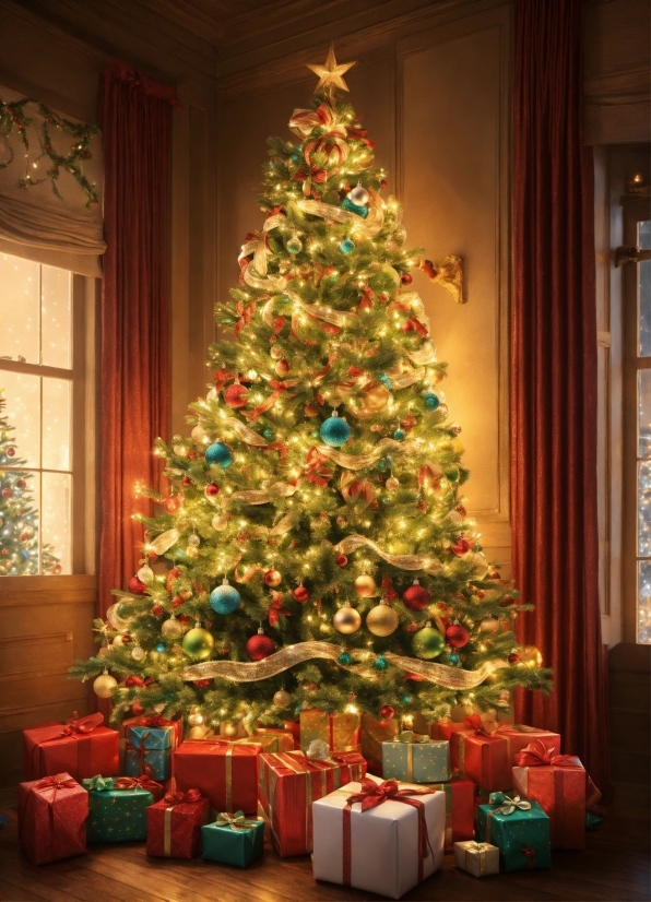 Christmas Tree, Property, Christmas Ornament, Light, Wood, Holiday Ornament