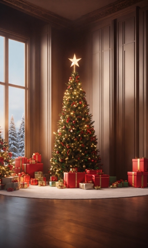 Christmas Tree, Property, Christmas Ornament, Plant, Decoration, Lighting