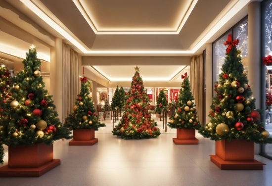 Christmas Tree, Property, Christmas Ornament, Plant, Interior Design, Architecture