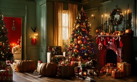 Christmas Tree, Property, Christmas Ornament, Plant, Interior Design, Holiday Ornament