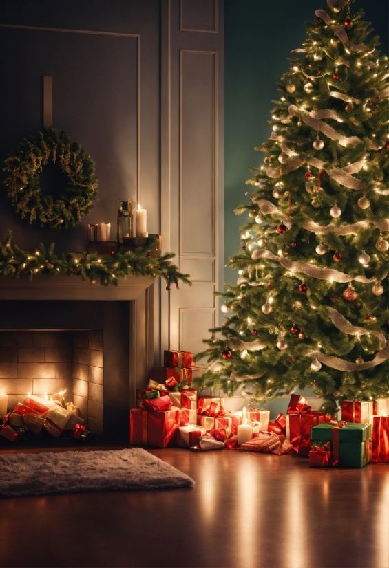 Christmas Tree, Property, Christmas Ornament, Plant, Light, Branch