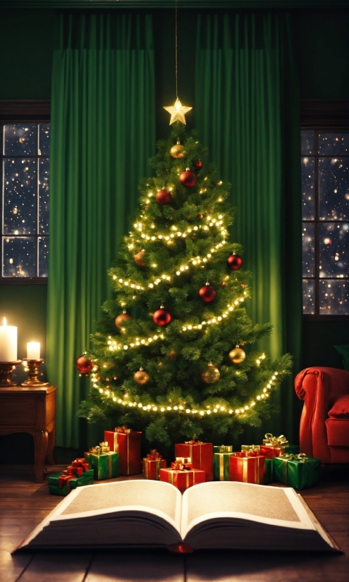 Christmas Tree, Property, Christmas Ornament, Plant, Light, Lighting