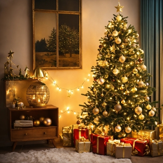 Christmas Tree, Property, Christmas Ornament, Plant, White, Light