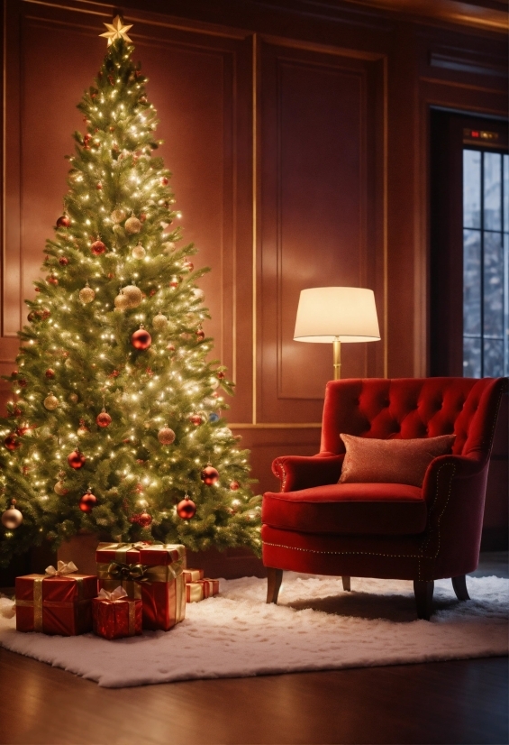 Christmas Tree, Property, Christmas Ornament, Plant, Wood, Window