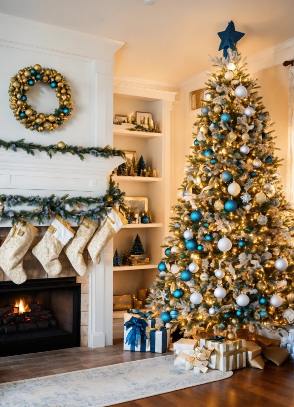 Christmas Tree, Property, Christmas Ornament, White, Wood, Interior Design