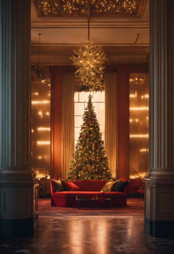 Christmas Tree, Property, Christmas Ornament, Window, Decoration, Interior Design
