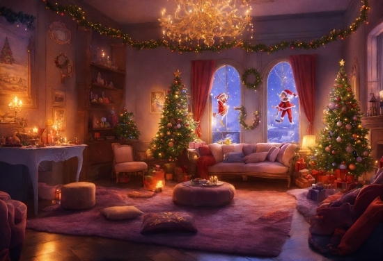 Christmas Tree, Property, Decoration, Furniture, Light, Christmas Ornament