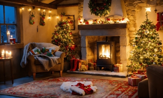 Christmas Tree, Property, Decoration, Window, Lighting, Interior Design