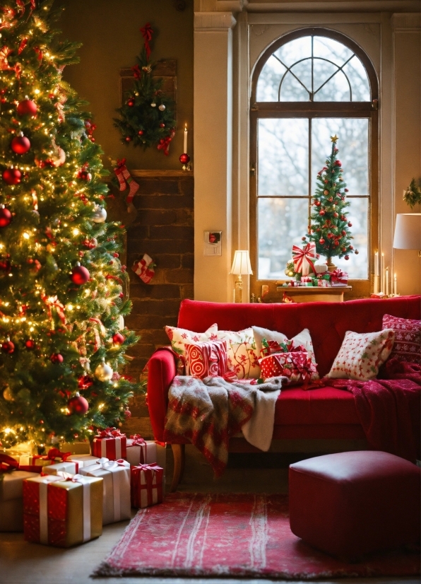 Christmas Tree, Property, Furniture, Christmas Ornament, Decoration, Window