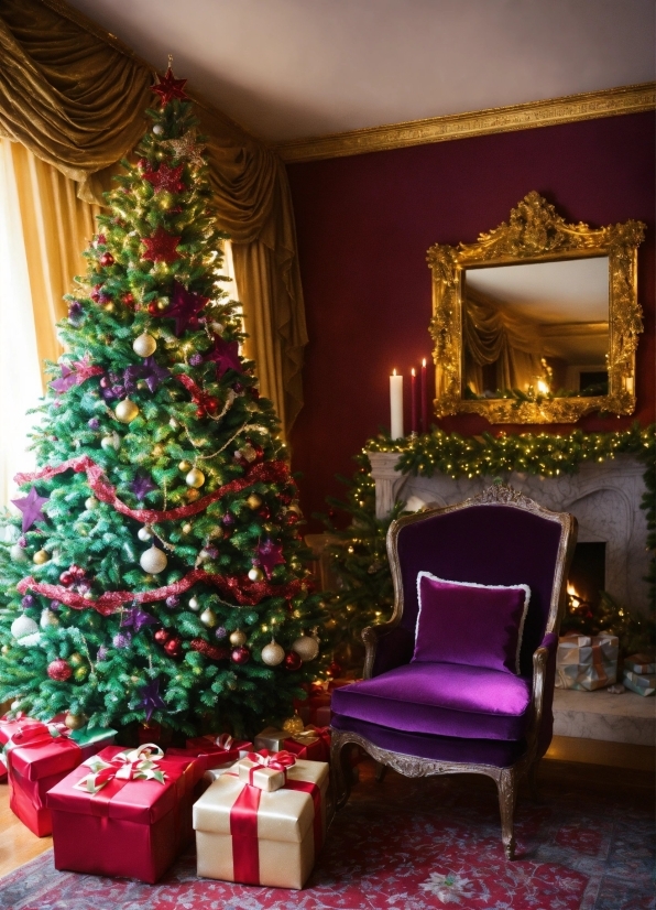 Christmas Tree, Property, Furniture, Christmas Ornament, Interior Design, Decoration