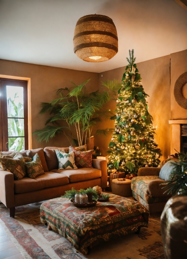 Christmas Tree, Property, Furniture, Couch, Green, Plant