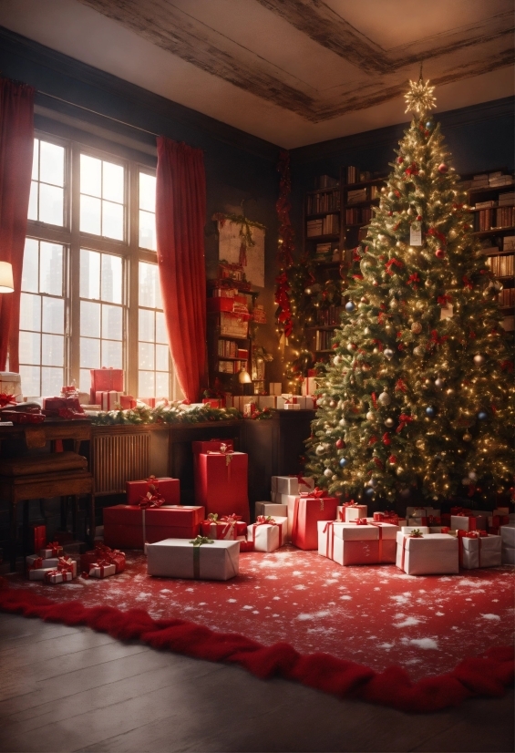 Christmas Tree, Property, Furniture, Decoration, Christmas Ornament, Window