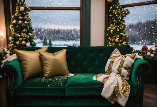 Christmas Tree, Property, Furniture, Decoration, Couch, Green
