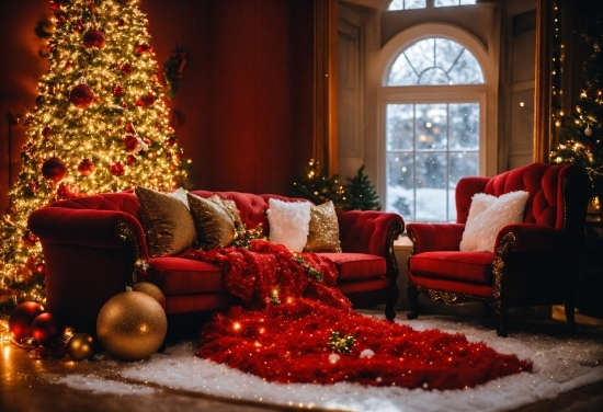 Christmas Tree, Property, Furniture, Decoration, Light, Couch