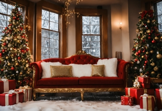 Christmas Tree, Property, Furniture, Decoration, White, Light