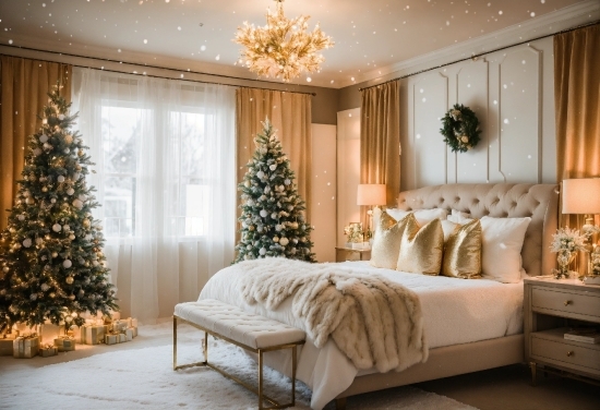 Christmas Tree, Property, Furniture, Decoration, White, Wood