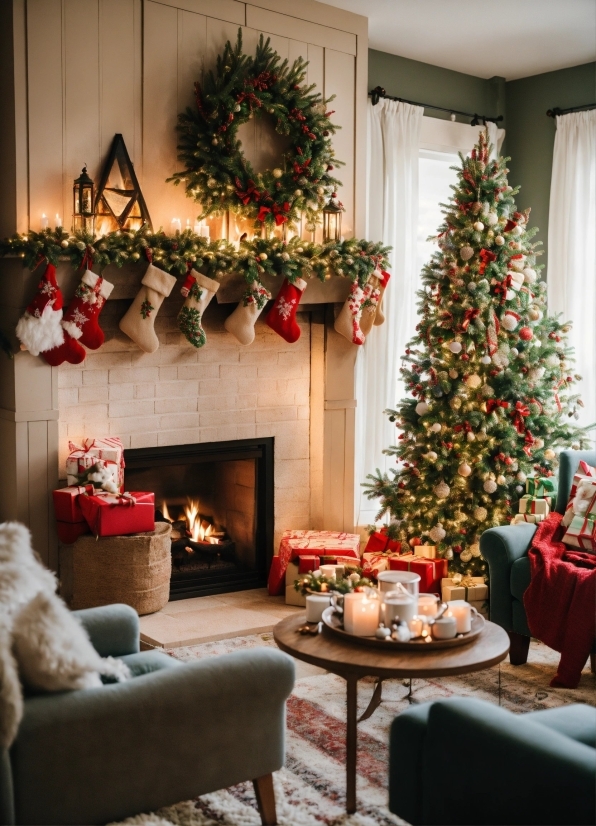 Christmas Tree, Property, Furniture, Green, Table, Christmas Ornament