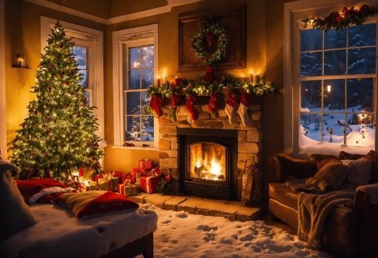 Christmas Tree, Property, Furniture, Light, Lighting, Interior Design