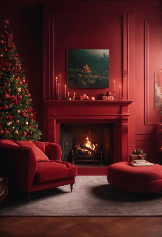 Christmas Tree, Property, Furniture, Picture Frame, Couch, Lighting