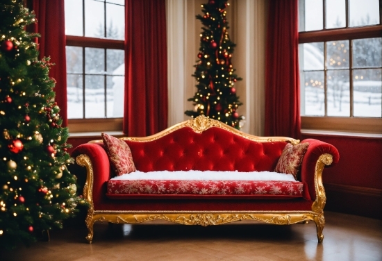 Christmas Tree, Property, Furniture, Window, Decoration, Light