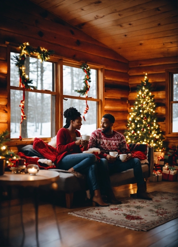 Christmas Tree, Property, Furniture, Window, Interior Design, Wood