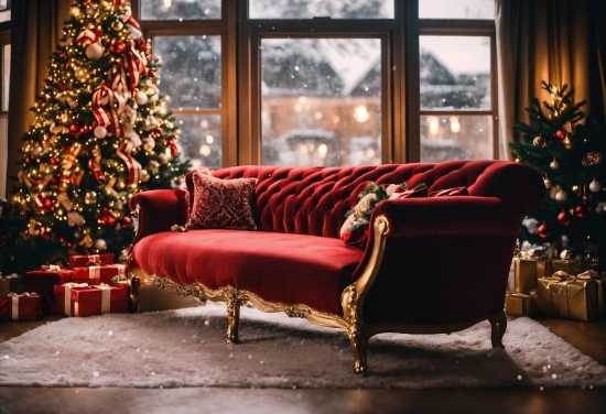 Christmas Tree, Property, Furniture, Window, Light, Decoration