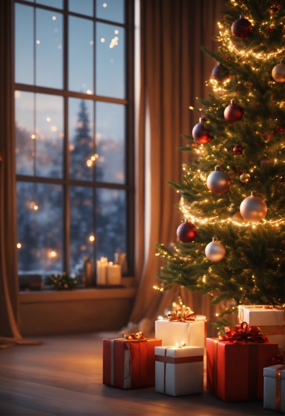Christmas Tree, Property, Light, Christmas Ornament, Branch, Interior Design