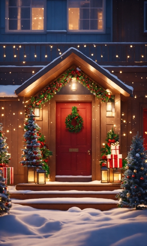 Christmas Tree, Property, Light, Interior Design, Window, Building