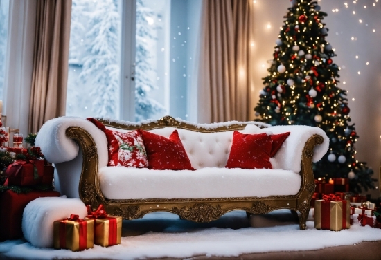 Christmas Tree, Property, Light, Snow, Couch, Decoration