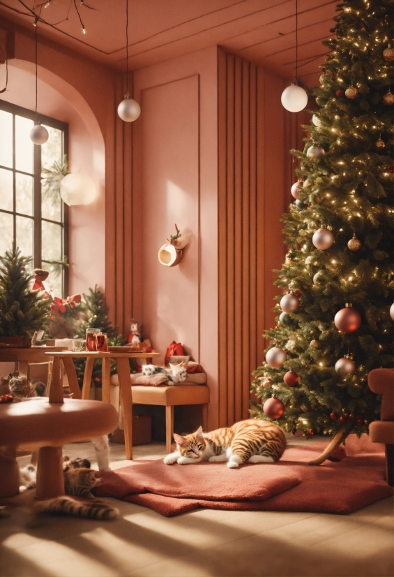 Christmas Tree, Property, Light, Window, Plant, Decoration