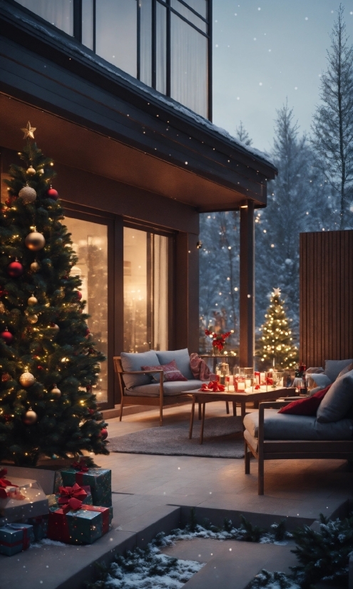 Christmas Tree, Property, Plant, Furniture, Window, Christmas Ornament