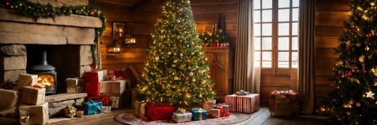 Christmas Tree, Property, Plant, Interior Design, Christmas Ornament, Wood