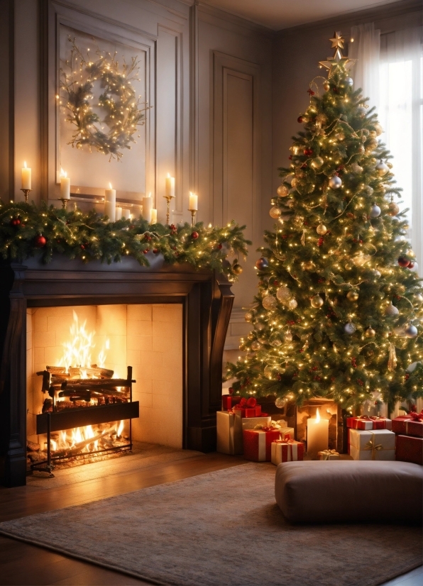 Christmas Tree, Property, Plant, Light, Interior Design, Wood