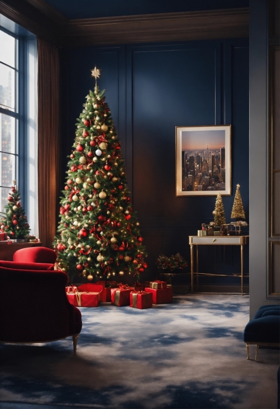 Christmas Tree, Property, Plant, Wood, Interior Design, Living Room