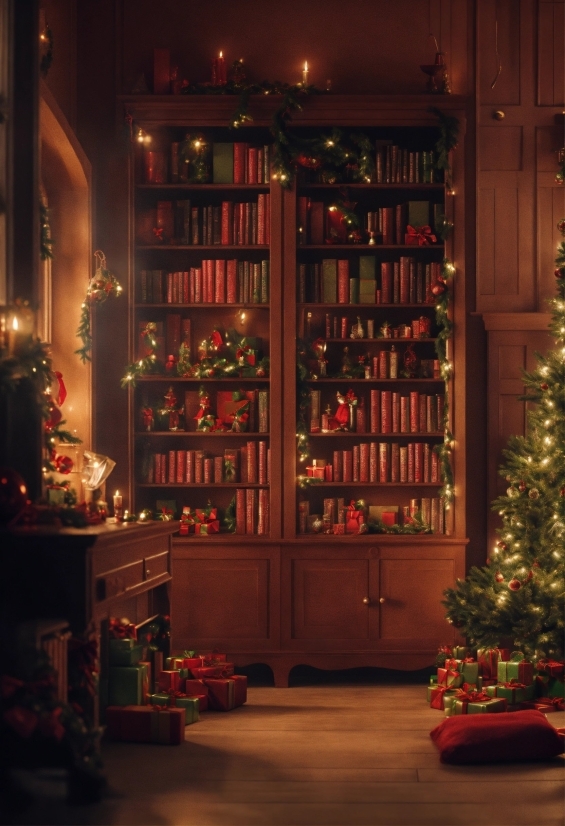 Christmas Tree, Property, Shelf, Interior Design, Christmas Ornament, Shelving