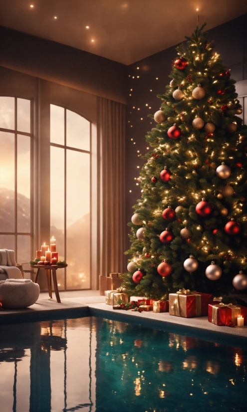 Christmas Tree, Property, Water, Light, Plant, Window