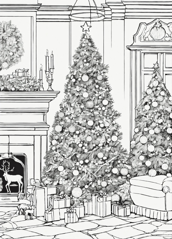 Christmas Tree, Property, White, Christmas Ornament, Branch, Lighting